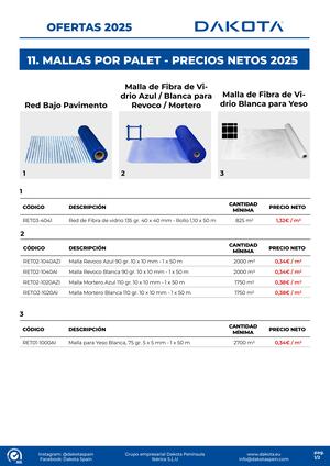 11. MALLAS POR PALET - PRECIOS NETOS 2025